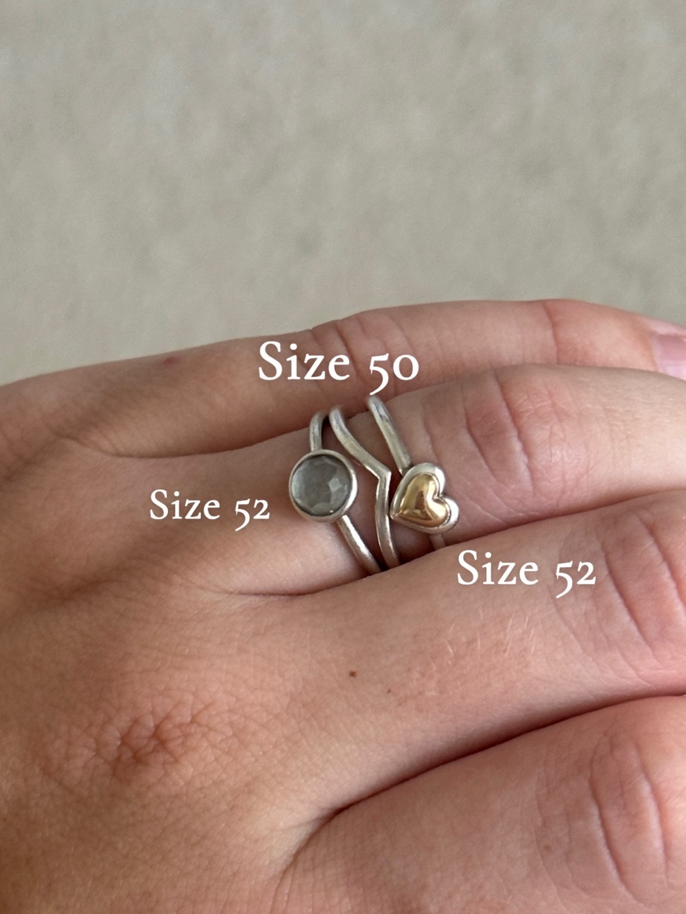 Sterling silver Pandora rings set of 3